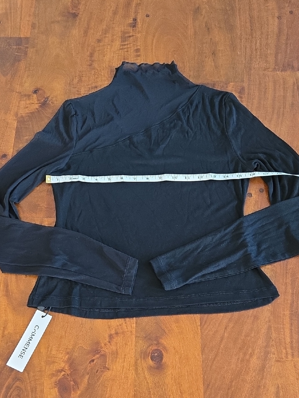 NWT Commense Black Long-Sleeve Mesh Mock Neck Top Size Large - Picture 3 of 6